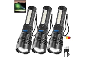 KYEKIO 3Pack Rechargeable Flashlights, 7Mode Flashlights High Lumens, Super Bright LED Flashlight, Adjustable Tactical Flash Light, High Powered Flash Light, Handheld Flashlight for Home Emergency Camping