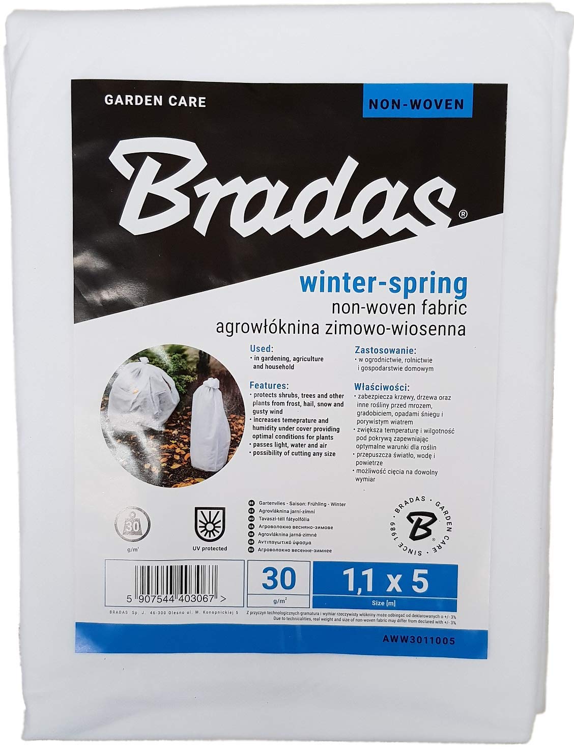 Bradas Frost protection fleece,protect from wind,sun,pests and the cold (1, 1.1m x 5m)
