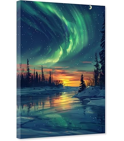 Amazon.com: ZXHYWYM Northern Lights Wall Art Aurora Borealis