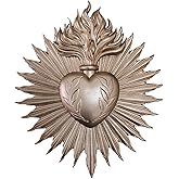 wsmart Sacred Heart Wall Decor - Vintage Gold Resin Catholic Statue, Antique Jesus Heart Art for Indoor & Outdoor Spiritual Home Decor