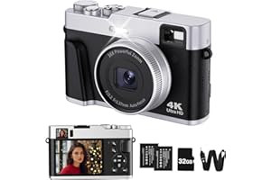 ToAuite 4K Digital Camera with Viewfinder, 48MP Autofocus Vlogging Camera for Photography and Video, Anti-Shake 16X Zoom Trav