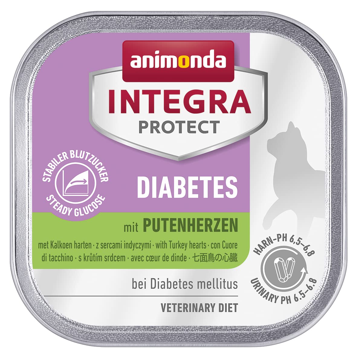 animonda Integra Protect Diabetes cat, diet cat food, wet food for diabetes mellitus, with turkey heart, 16 x 100g