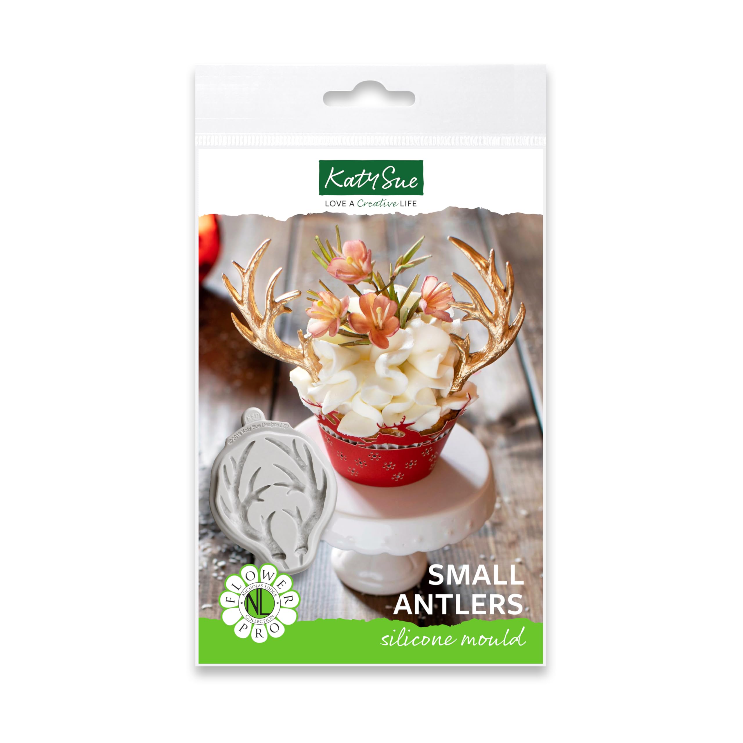Flower Pro Small Antlers Silicone Mould for Cake Decorating & Crafts - Makes 2 Antlers - 74mm x 31mm x 6mm - in Collaboration with Chef Nichlas Lodge.