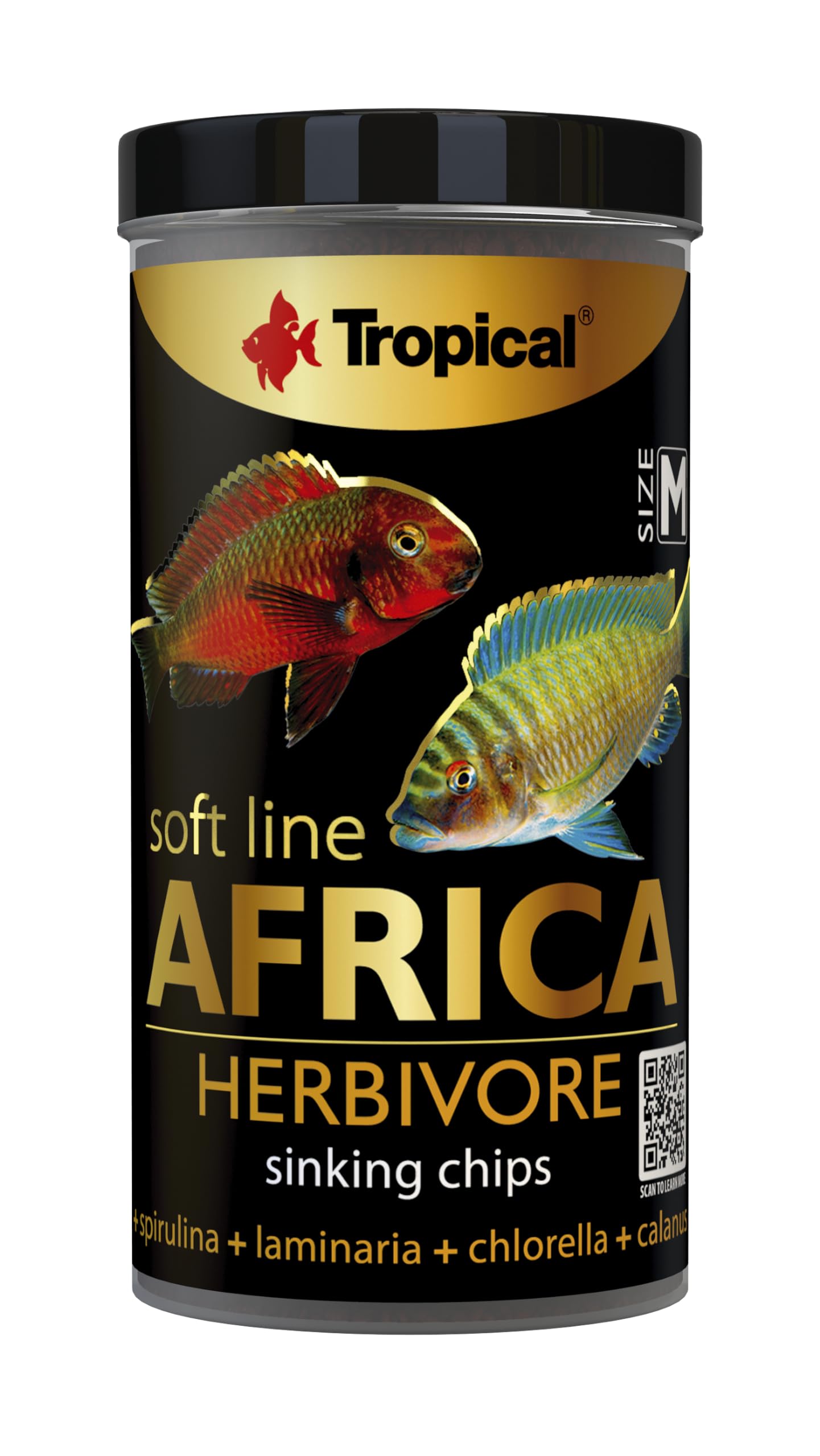 SOFT LINE AFRICA HERBIVORE SIZE M 250ml / 130g - soft sinking chips for herbivorous & omnivorous african fish > 10 cm