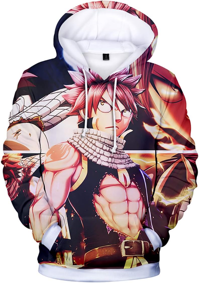 HEY XQ Men's Hoodies,3D Print for Anime Fairy Tail Element Graphic Comfortable Breathable Fashion Hoodies,Long Sleeve Polyester Couple Outdoor Durable T-Shirt M-4XL