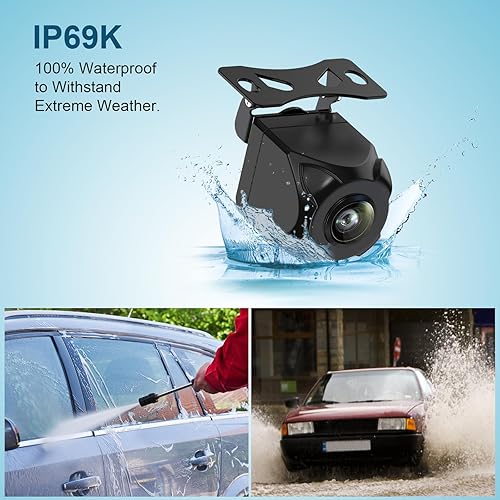 Car Backup Camera, 170 Degree Wide Angle Rear View Camera, Dynamic Path  Guide Line Waterproof License Plate Ba