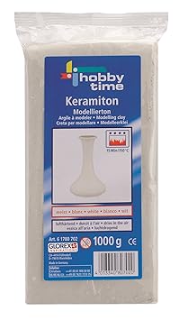 Glorex 6 1780 702 - Keramiton Modellierton weiß, 1000 g, lufthärtend oder brennbar