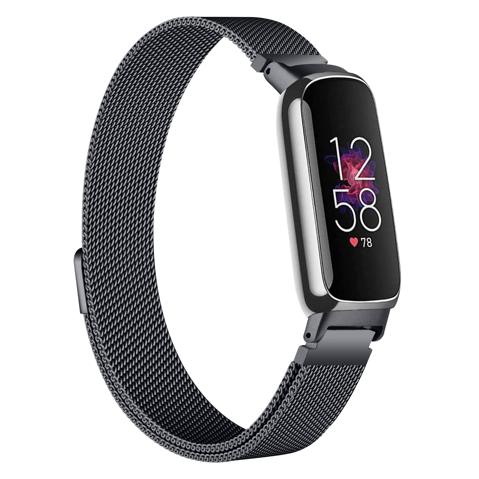 Gimuk Strap Compatible with Fitbit Inspire 3, Adjustable Stainless Steel Loop Metal Mesh Magnetic Replacement Wristband for Fitbit Inspire 3 Fitness Tracker, Small Large