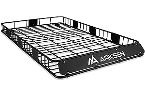 ARKSEN 84 x 50 x 6 Inch Universal Extra Wide 150LB Heavy Duty Roof Rack Cargo with Extension Car Top Luggage Holder Carrier Basket for SUV, Truck, & Car Steel Construction