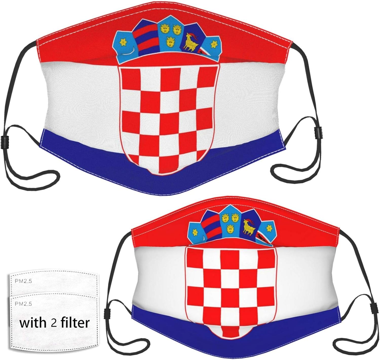 Croatian Flag Face Mask Reusable And Washable, Soft Breathable Adjustable Ear Hook