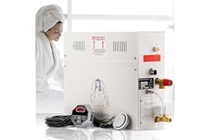 Hapyvergo Steam Shower Generator Kit 9KW for Bath Sauna SPA, Aromatherapy Steam Head, Self-draining System, LED Waterproof Controller 77-131℉For Home Commercial Use 220V