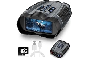 WARMTUYO Night Vision Goggles 4K Binoculars with Camera, 9 Gear Night Vision, 10X Digital Zoom, 4000mAh Battery Nightvision, 3" HD Display and 32GB TF Card