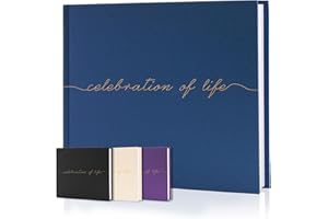 BRAVERIKY Celebration of Life Funeral Guest Book - Twill Guestbook with Memory Table Sign - Hardcover Guest Sign in Book for Funeral Service - 320 Entries, 9"x7.5", Navy