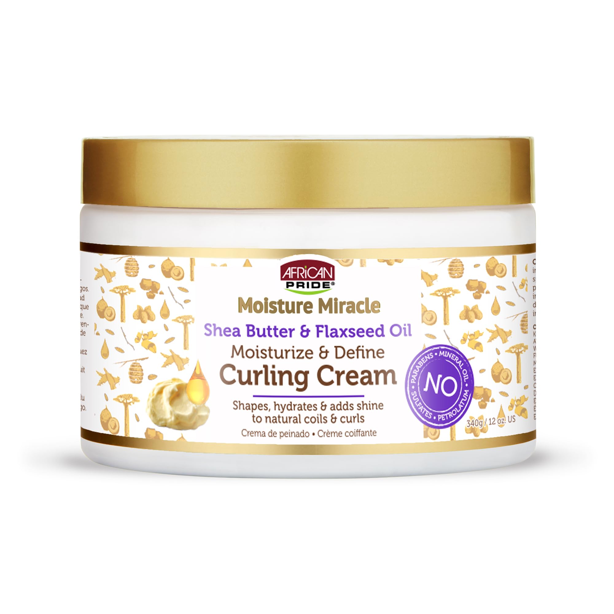 African Pride Moisture Miracle Shea Butter & Flaxseed Oil Moisturize & Define Curling Cream 12 oz
