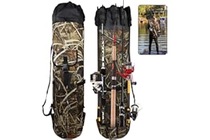 FOUUAAOOU Fishing Rod Bag, Fish Pole Case Bag with Durable Folding Oxford Fabric, Portable Fishing Gear for Men Fishing Gifts (Camouflage)