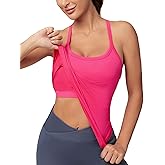 MathCat Workout Tank Tops for Women with Built in Bra, Sleeveless Gym Tops Seamless Racerback Athletic Yoga Shirts