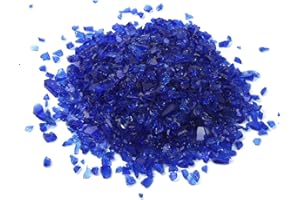 SHINY STONE Alan Stone High Luster Reflective Fire Glass Gravel,Fire Gems,Fire Drops,Fire Glass Pebbles Stones Beads Chips for Fire Pit Fish Tank Aquarium Garden,3-6mm 305g/0.67lb (Sapphire Blue)