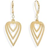 Jean Beau Gold Silver Heart Hoop Dangle Earrings for Women, Trendy Love Drop Leverback Huggie Charm Earing Party Fashion Jewelry Gift