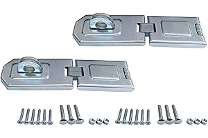 QCAA Extra Heavy Duty Concealed Safety Hasp, Flexible Link, with Hardened Staple, 6-1/4" Single Flexible, Zinc Plated, 2 Pack, Made in Taiwan