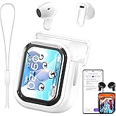 NE20 Earbuds, 2025 New NE20 AI Translation Earbuds in Real Time, Language Translator Headphones with LCD Touch Screen Audifonos Traductores Inglés Español Support 140 Languages for Travel White
