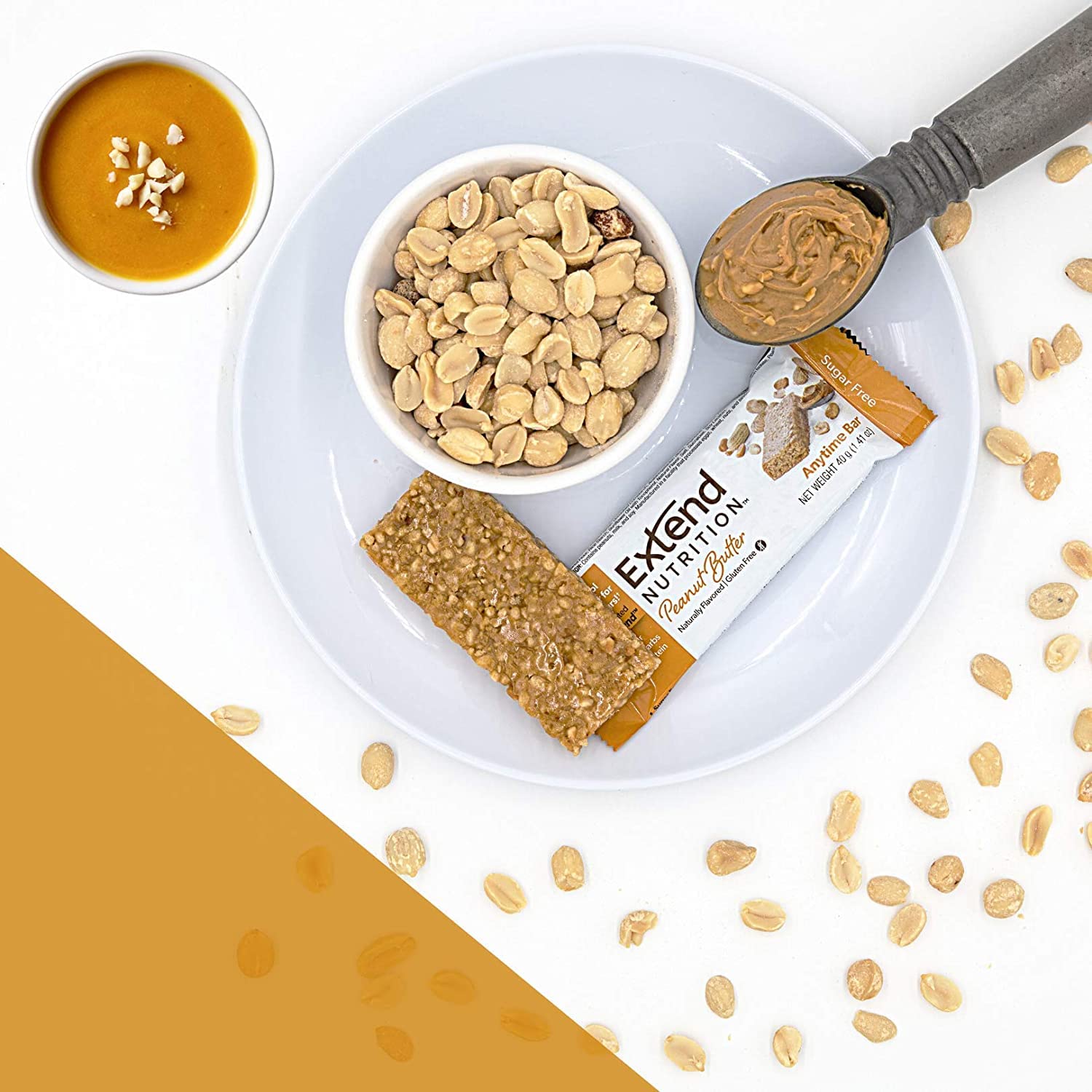Extend Nutrition Sugar Free High Protein Bars, Perfect Diabetic Snacks for Adults and Kids, High Protein Bars for Hunger Control and Steady Energy, Low Carb, Keto Friendly, Peanut Butter, 15 Count