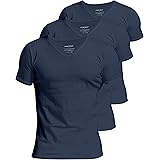 Comfneat Men's 3-Pack Undershirts Cotton Spandex Stretchy Comfy V-Neck T-Shirts