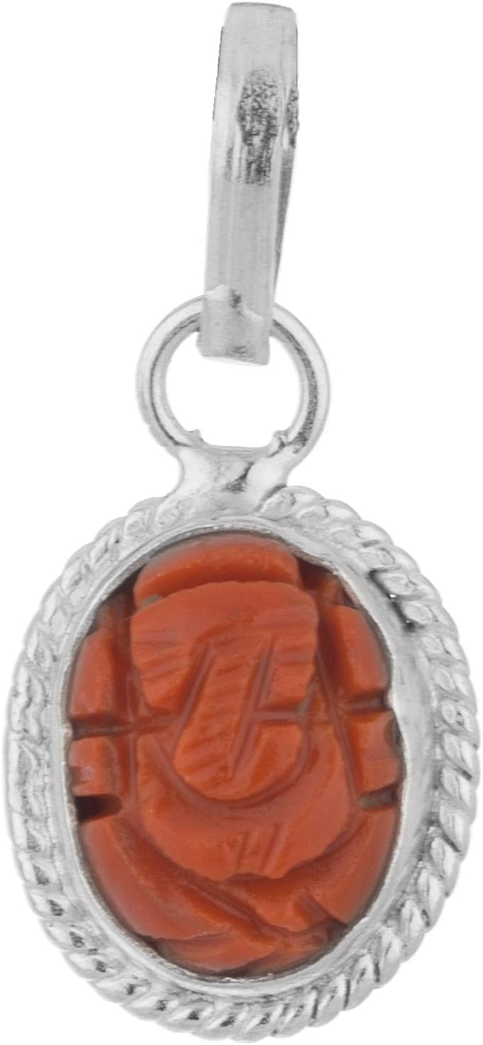 Shiv Ram Jyotish Kendra Silver Coral Ganesha Pendant For Men and Women