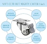 JGJC 8 Pack 1" Low Profile Soft Rubber Swivel Caster Wheels with Brakes 100lb view 5
