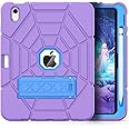Grifobes Kids Case for iPad 11-inch (A16) 2025 / iPad 10th Generation 2022 10.9 inch, Heavy Duty Shockproof Rugged 11th / 10 Gen Cover with Pencil Holder & Stand for Girls (Purple+Blue)