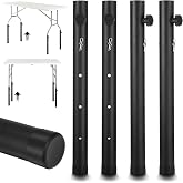 MAQUITA Table Leg Extenders for Folding Tables, 4 Pack Heavy Duty Steel Adjustable Folding Table Leg Risers, 4 Heights (3.6in / 6.7in / 10in / 13in), Black, Round, Modern Style