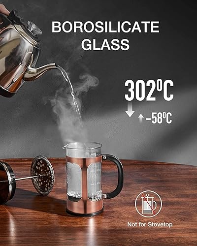 BAYKA French Press Coffee Maker, Borosilicate Glass and Stainless