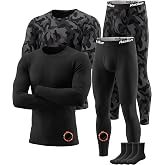 Thermal Underwear for Mens Long Johns Set Winter Cold Weather Base Layer | Fleece Lined Top &amp; Bottom, 4 Way Stretch Moisture Wicking Fabric, Heat Retention for Skiing, Outdoor Work &amp; Sleepwear &amp; Gift