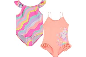 BMAGICAL Kids Girls 2 Pack Bathing Suit, Childrens Printed Beach Swimwear