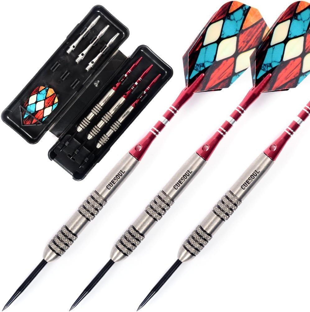 Cuesoul 23 Grams Tungsten Steel Tip Darts Set 90 Tungsten, Steel Darts