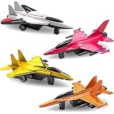 Tcvents 4 PCS Diecast Fighter Jet Airplane Toys for 3 4 5-7 Years Old Boys | Pull Back Plane Toys Aircraft Model Kids Play Vehicles Airplanes for Toddlers Birthday Christmas Gift &amp; Party Favors