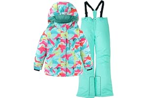 Hiheart Girls Warm Snowsuit Hooded Ski Jacket + Pants 2 Pcs Set