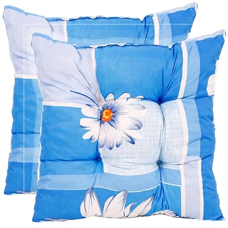 Sitzkissen Set 2tlg ca. 42x42 cm mit Bändern zur Befestigung 10 cm dick (weißen Blüte)