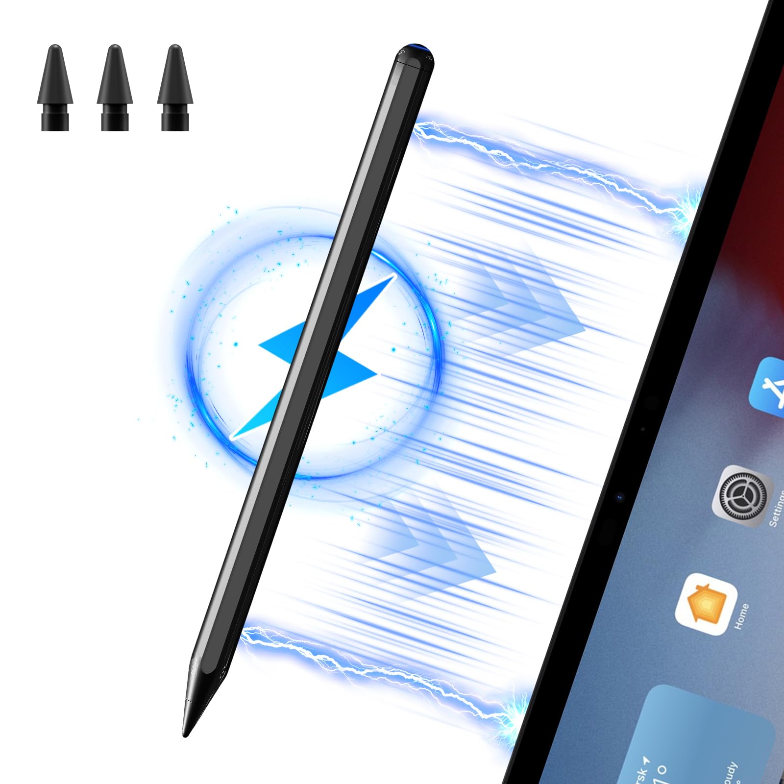 JDB A16 Stylus Pen for iPad, 3X Fast Charge,Tilt Sensitivity & Palm Rejection Active Pencil Compatible with 2018-2025 Apple iPad Pro 11/12.9 /M4, iPad Air 3/4/5/M2/M3,iPad mini 5/6