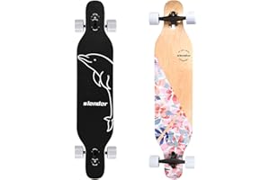 Slendor Longboard Skateboard 42 inch Drop Through Deck Complete Maple Cruiser Freestyle, Camber Concave