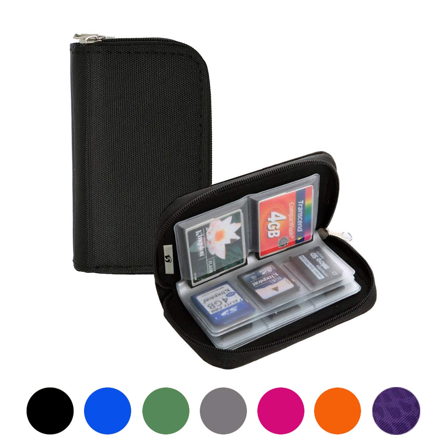 Memory Card Case - Mixtecc 8 Pages and 22 Slots Memory Card Carrying Holder Bag Wallet Storage, Suitable for SD SDHC SDXC and Micro SD TF Cards (Black)