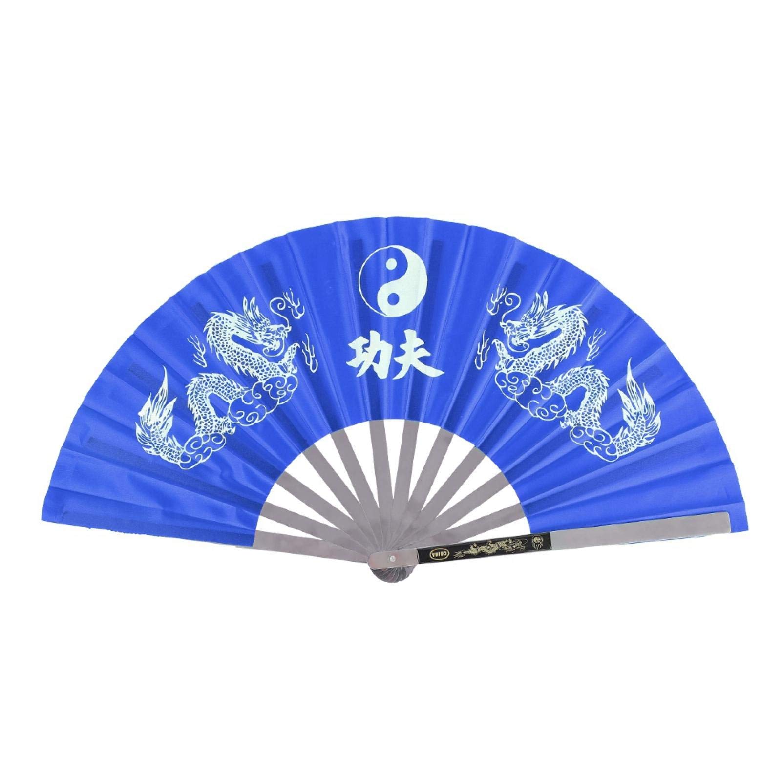 DEWIN Chinese Fan, Stainless Steel Tai Chi Martial Arts Kung Fu Dance Practice Training Performance Fan(Blue)
