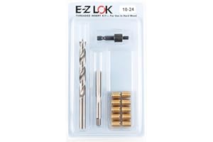 E-Z LOK Threaded Insert Installation Repair Tool Kit for Hard Wood - Includes Brass Thread Inserts, Drill, Tap and Drive-Tool 10-24 (EZ-T400-3)