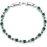 Crysdue Cubic Zirconia Bracelet Classic Adjustable Tennis Bracelet, Birthstone Bracelet Jewelry Gift for Women