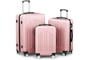 Karl home Luggage Sets 3 Piece, ABS Hardside Suitcase Set with Double Spinner Wheels & TSA Lock for Travel Business, 3-Piece Set (20/24/28), Light Pink