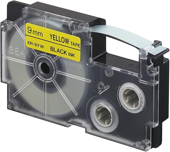 Casio 9mm Label Printer Cartridge Black Print on Yellow Tape Amazon.co.uk Office Products
