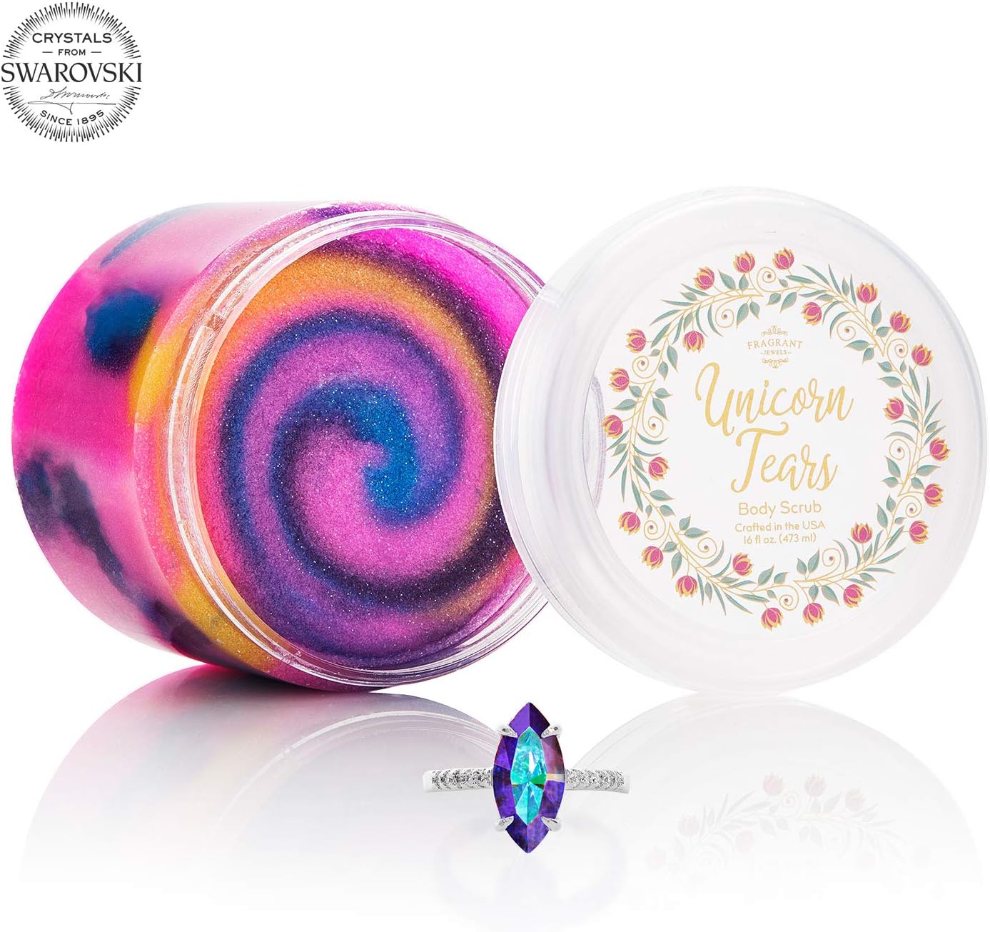 Fragrant Jewels Unicorn Tears Body Scrub with Collectible Ring (Size 5-10)