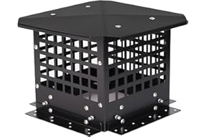 LTSEAME 9" x 9" Chimney Cap, Chimney Cover Fireplace Chimney Flue Caps, Adjustable Metal Strips with Bolts Screws Black (9" x 9")
