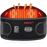 CUEHEAT Heated Waist Belt, Cordless Heating Pad for Low Back, Electrical Heating and Massage, Rechargeable Battery Powered (Black Upgraded,53 inches)