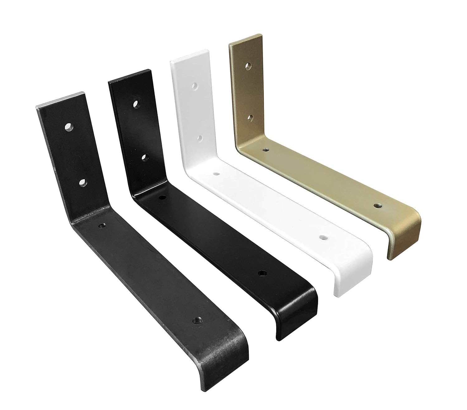 Color Lip Shelf Brackets, Black, White, Gold, Brass Powder