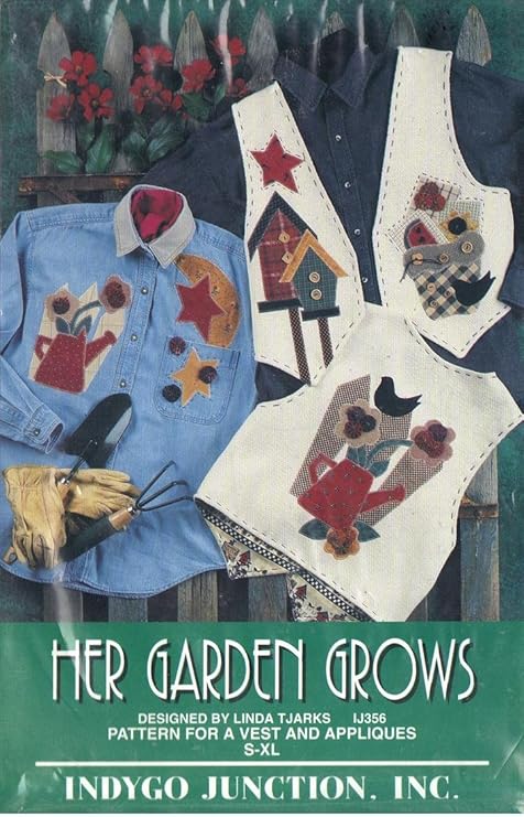 Amazon Com Her Garden Grows Pattern For Vest And Appliques Designed By Linda Tjarks Sizes S Xl